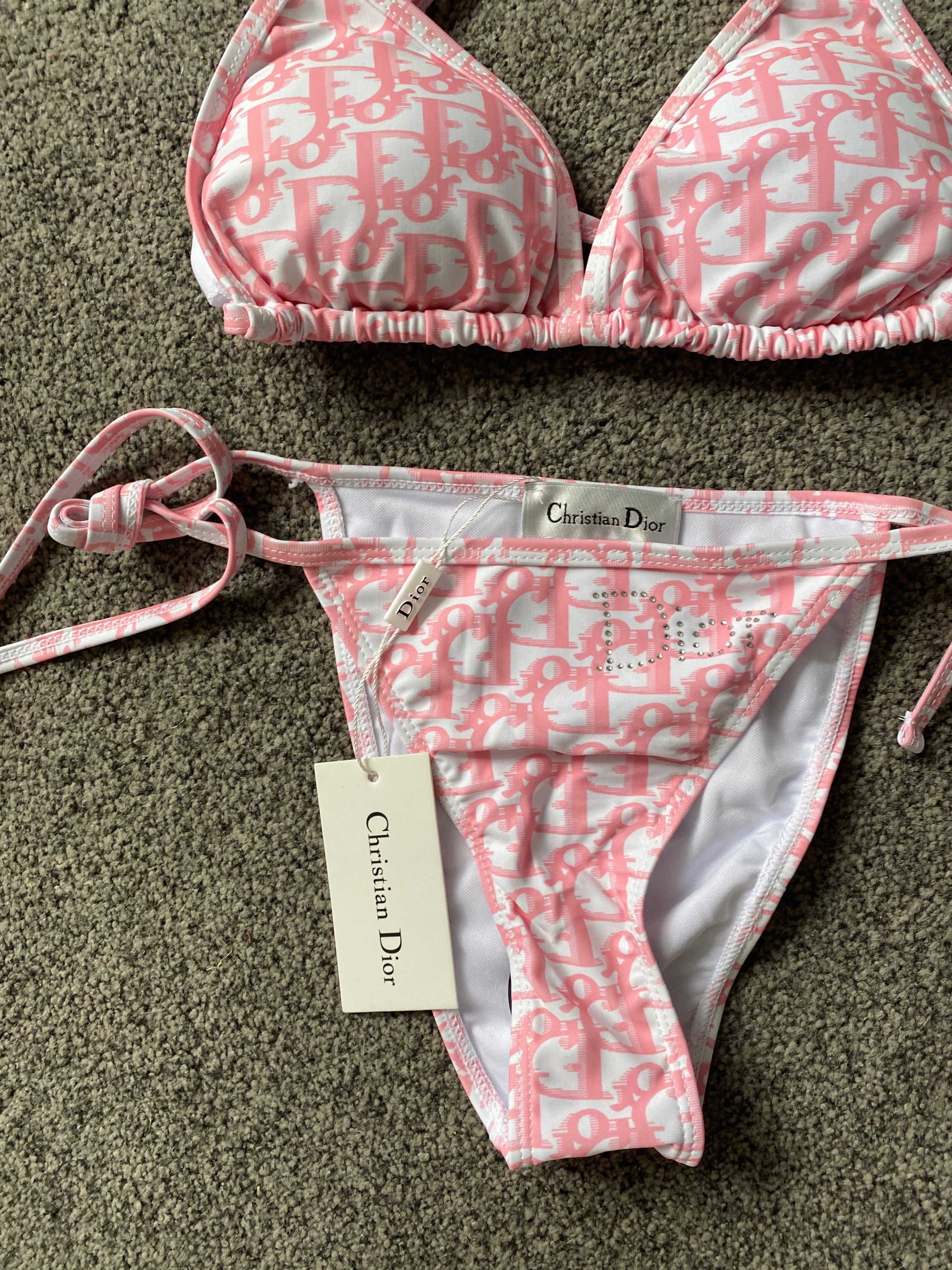 Christian Dior ピンク ロゴビキニ Dior 'style' monogram pink bikini | Glazed Vintage